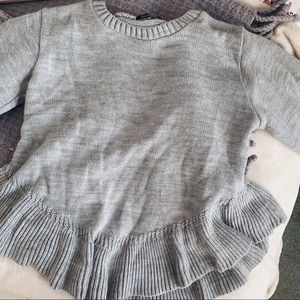 boohoo gray ruffle sweater